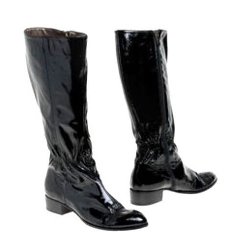 Ilian Fossa - Bottes Cavalières De Luxe En Cuir Verni Noir T37 Italien Soit 38 Fr
