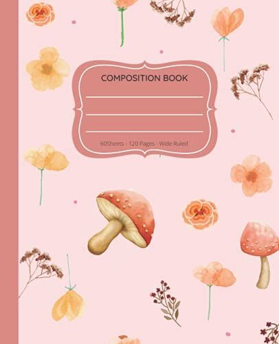 Cottagecore Mushrooms Composition Notebook: Aesthetic Pink Peach Nature Inspired Diary Journal