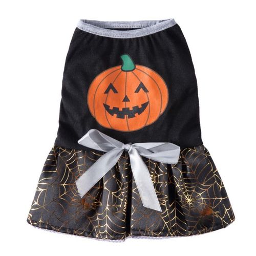 Robe D&#39halloween Tutu Avec Noeud Papillon Pour Chien, Tenue Imprimée Citrouille Fantôme, Costume De Fête De Vacances