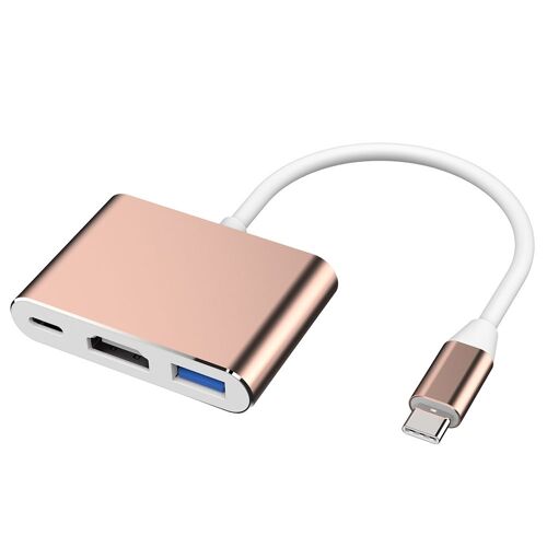 Gold Convertisseur de câble USB-C vers HDMI 3 en 1 pour Samsung Huawei iPad Mac NS USB 3.1 Type C vers HDMI 4K USB 3.0 Câble adaptateur USB 3.2 ""Nipseyteko""