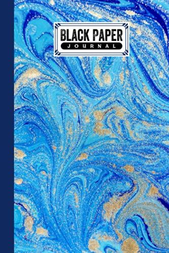Black Paper Journal: Marble Blue Cover Black Paper Journal, College Ruled | 6x9 Black Paper Notebook (Black Notebooks) | 120 Pages Design By Waltraud Hartung