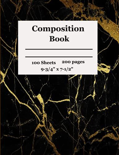 Composition Book: Wide Ruled Comp Book, Writing Journal Notebook With Lined Paper, Home School Supplies For College Students, Girls, Kids, School, ... 9-3/4" X 7-1/2", 100 Sheets, Black Marble