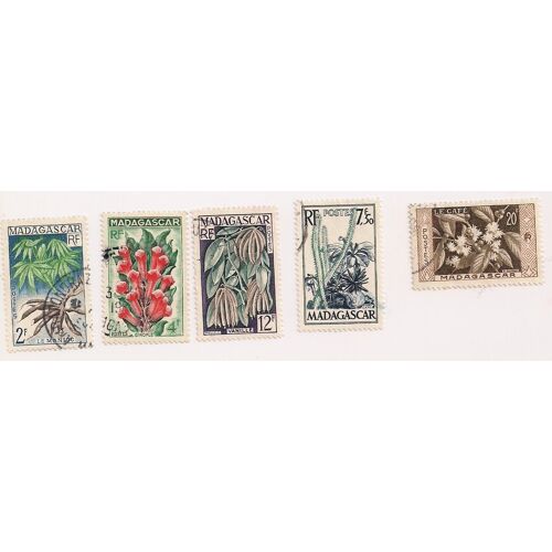 Madagascar- Lot De 5 Timbres Oblitérés - Arbustes