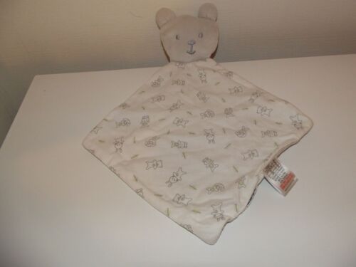 Doudou Plat Ours Gris Et Tissu Blanc Cocoon La Redoute
