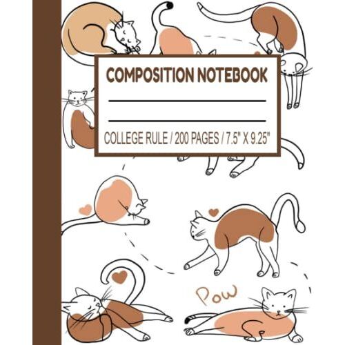 Composition Notebook: Playful Cat Themed 200 Page College Ruled Composition Notebook