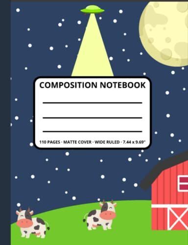 Composition Notebook: Cute Alien Farm Journal - Wide Ruled Lined Paper Writing Journal - 7.44" X 9.69" - 110 Pages