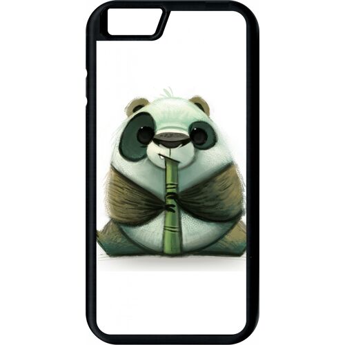 Coque Pour Iphone 6s - Funny Panda Pipo Roseau - Noir