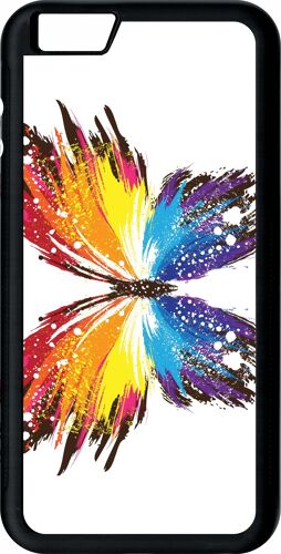 Coque iphone 6s+ - papillon multicolor - noir