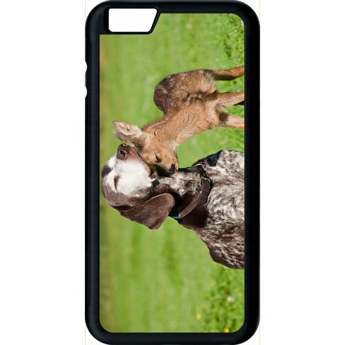 Coque iphone 6s+ - chien et petit chevreuil - noir