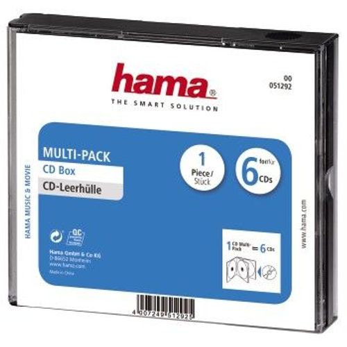 HAMA-Boîtier Multipack pour 6 CD, Transparent/Noir