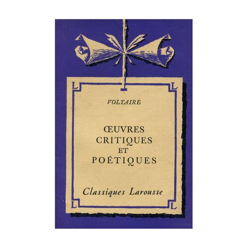 Oeuvres Critiques Et Poétiques / Voltaire / Réf14902