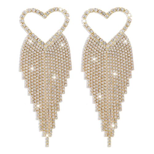 Grandes Boucles D'oreilles En Strass En Forme De Coeur Pour Femmes Et Filles, Bijoux Tendance De Fête, Pompon Brillant, Cadeaux, 2022