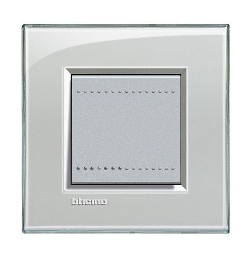 plaque 2 modules bticino living light gris carré
