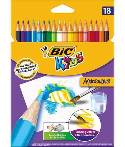 Bic Lot De 3 Etuis De 18 Crayons De Couleur Kids Aquacouleur 18 Couleurs