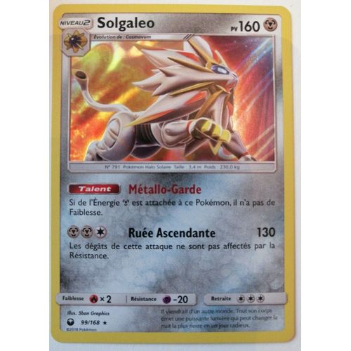 Carte Pokemon Holo Solgaleo 99/168 Tempete Celeste Soleil Et Lune