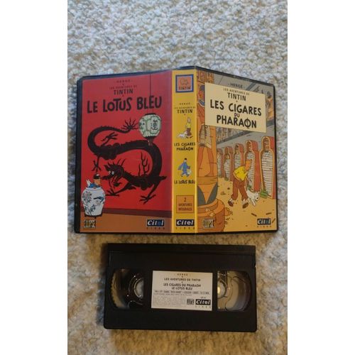 Combo 2 En 1 Double Cassette Vidéo Vhs Tintin Les Cigares Du Pharaon / Le Lotus Bleu