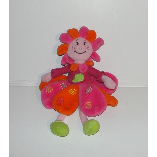 Fleurs Dodo D'amour Doudou Fleur Rose Orange Vert Mgm 28 Cm