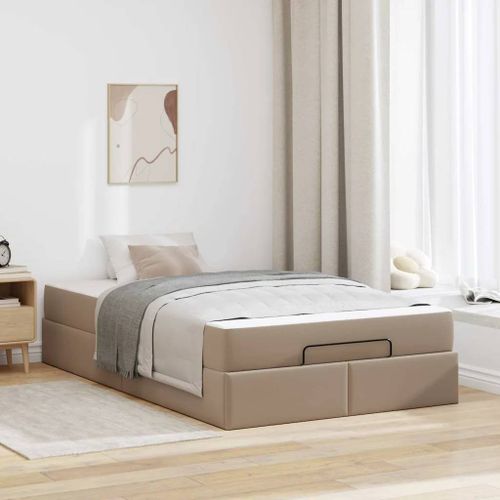 Vidaxl Cadre De Lit Avec Matelas Cappuccino 120 X 190 Cm Faux Cuir