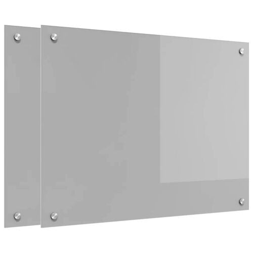 vidaXL Protection de cuisine 2 pcs Gris clair 80 x 60 cm verre trempé