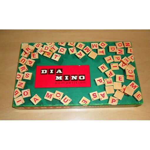Jeu Ancien Diamino En Bois Vert - Années 1950, Jeu De Société Vintage D'Occasion