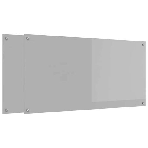 vidaXL Protection de cuisine 2 pcs Gris clair 120 x 60 cm verre trempé