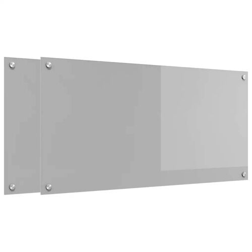 vidaXL Protection de cuisine 2 pcs Gris clair 100 x 50 cm verre trempé