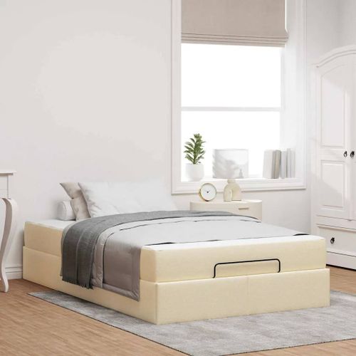 Vidaxl Cadre De Lit Avec Matelas Crème 120 X 190 Cm Tissu