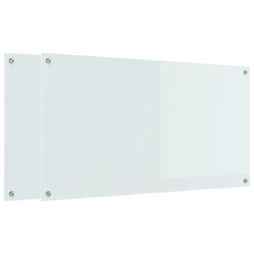 vidaXL Protection de cuisine 2 pcs Blanc 110 x 60 cm verre trempé