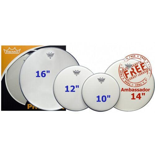 Remo Pp-1880-Be - Pro Pack (Emperor Sablée 10", 12", 16" + Ambassador Sablée 14" Gratuite)