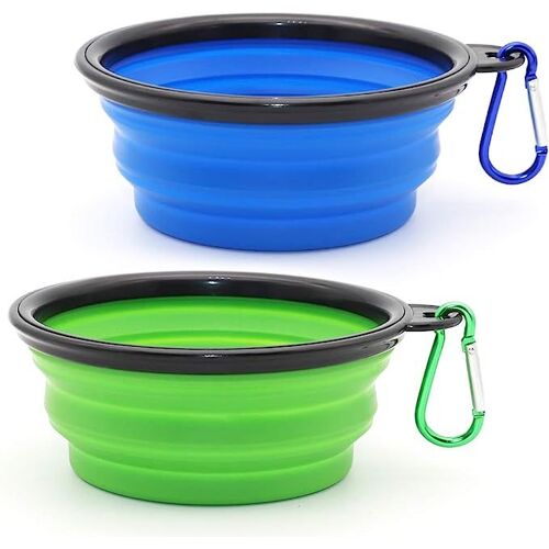 2 Pièces De Bol Pour Chien Portable Pliable Bol Pour Chien,Gamelles De Voyage Pour Chien Et Chat Bols (350ml, Bleu Et Vert)