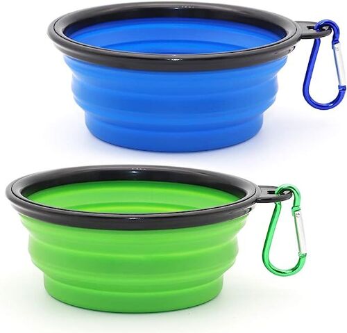 2 Pièces De Bol Pour Chien Portable Pliable Bol Pour Chien,Gamelles De Voyage Pour Chien Et Chat Bols (350ml, Bleu Et Vert)