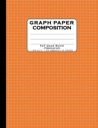 Quad Ruled Composition Notebook: Graph Paper Notebook, 5x5 Ruled Comp Book, 5 Squares Per Inch Graphing Notepad, 55 Sheets (110 Pages), Large 8.5" X ... Students, Accounting, Drawing, Etc. - Orange