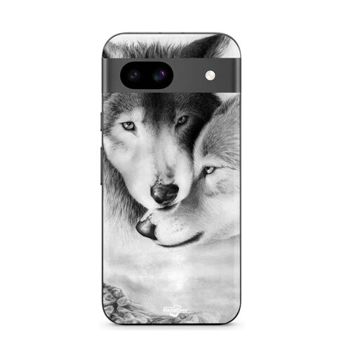 Coque Google Pixel 8a Le Loup Et La Louve Animal Noir Et Blonc