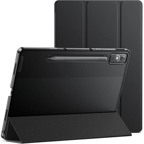Coque Pour Lenovo Tab P12 12,7 Pouces Avec Porte-Stylet, Étui Housse De Protection Tablette Dos Fine Translucide Support À Trois Volets, Veille/Réveil Automatique (Noir)