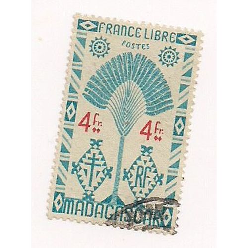 Madagascar- 1 Timbre Oblitéré France Libre- 4f