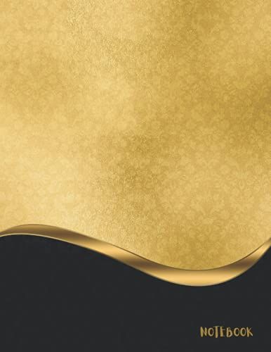 Notebook: Black And Gold Cover Notebook College Ruled Composition Lined Paper / Large Size 8.5 X 11 / 110 Pages ( 55 Sheets )
