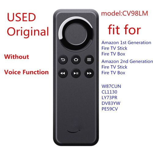 WHITE Télécommande émetteur d'origine/de remplacement CV98LM, compatible Amazon, 1ère et 2ème génération Fire TV Stick et Fire TV Box d'occasion sans fonction vocale Nipseyteko