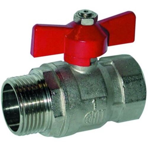 ROBINET A BOISSEAU SPHERIQUE MATRICE MALE/FEMELLE DIAMETRE 3/8 PN 40 POIGNEE PAPILLON LAITON CHROME EZFITT