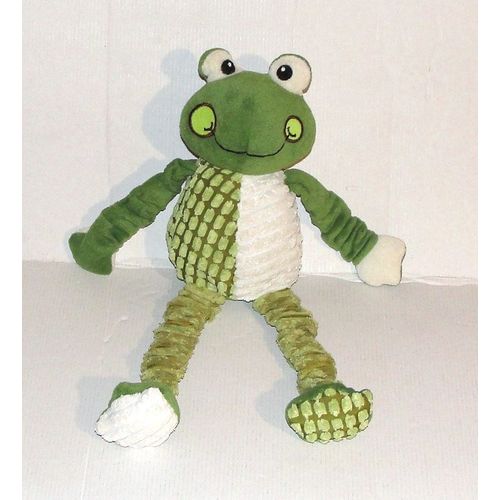 Doudou Grenouille Verte Velours Cotele Peluche 37 Cm