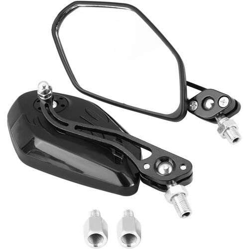 1 Paire De Rétroviseurs Universels De Moto De Flamme D'évier (Noir De Carbone) De Miroir De Vue Latérale De Modèle De Flamme D'alliage D'aluminium De Scooter, 8mm 10mm