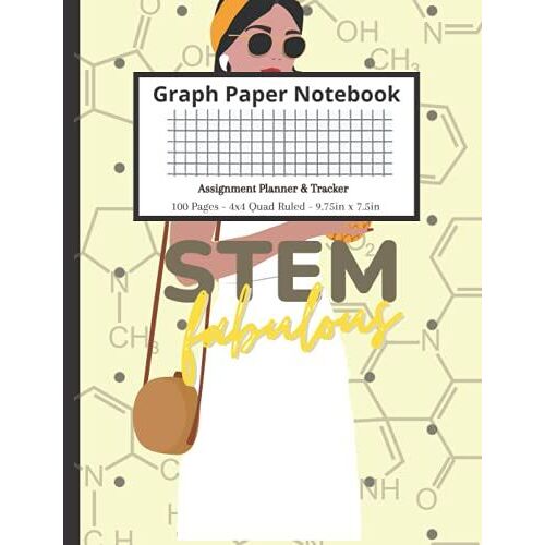 Stem Graph Paper Notebook: Fashion Beauty Theme Academic 4x4 Quad Ruled Graphing Paper Assignment Planner And Tracker For Architecture Chemistry Science Engineer Students