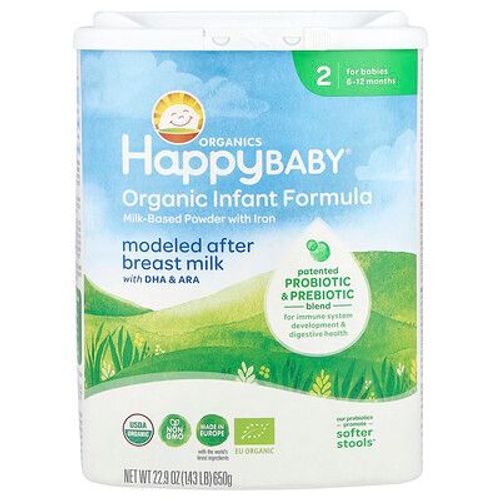 Happy Family Organics, Formule Biologique Pour Nourrissons, Poudre ? Base De Lait Enrichie En Fer, 6-12 Mois, 650 G