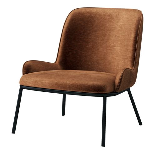 Alvin-Fauteuil Vintage En Tissu Retro Terracota Et Métal Noir