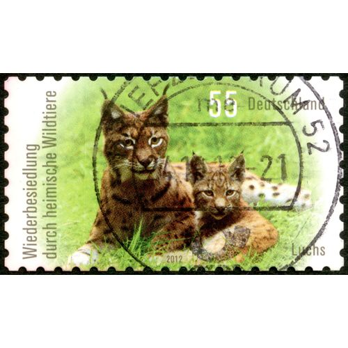 Timbre Oblitéré Deutschland, Luchs, 2012, 55