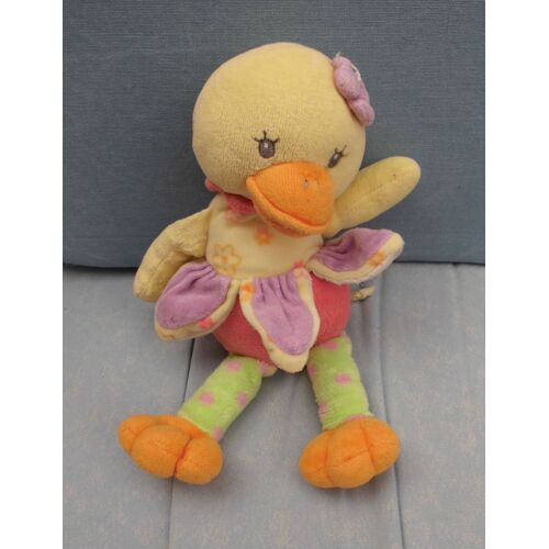 Doudou Canard Jaune Rose Violet Petale Lil Barnyard 