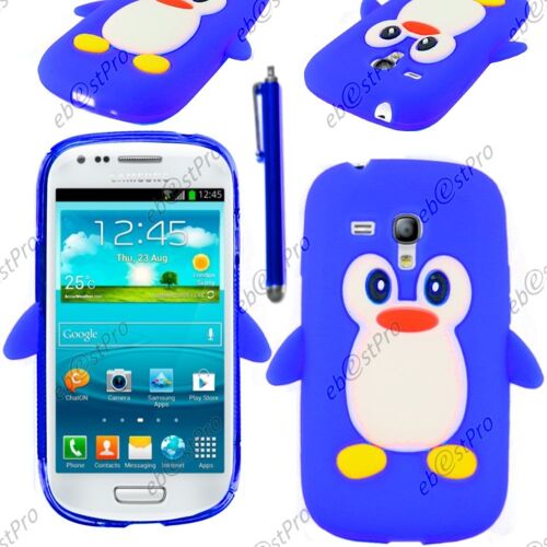 ebestStar ® Etui Housse Coque Pingouin Silicone Souple Design Fun pour Samsung Galaxy S3 Mini GT-i8190, i8190N, Couleur Bleu + Stylet + Film protection d'écran