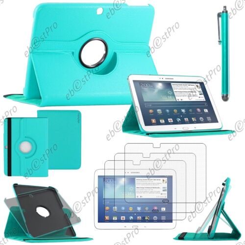 ebestStar ® Housse Coque Etui PU cuir rotatif avec support à rotation 360° pour Samsung Galaxy Tab 3 10.1 GT-P5210, 10 pouces P5200 P5220, Couleur Bleu + Stylet 3 Film