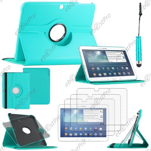 ebestStar ® Housse Coque Etui PU cuir rotatif avec support à rotation 360° pour Samsung Galaxy Tab 3 10.1 GT-P5210, 10 pouces P5200 P5220, Couleur Bleu + Mini Stylet 3 Film