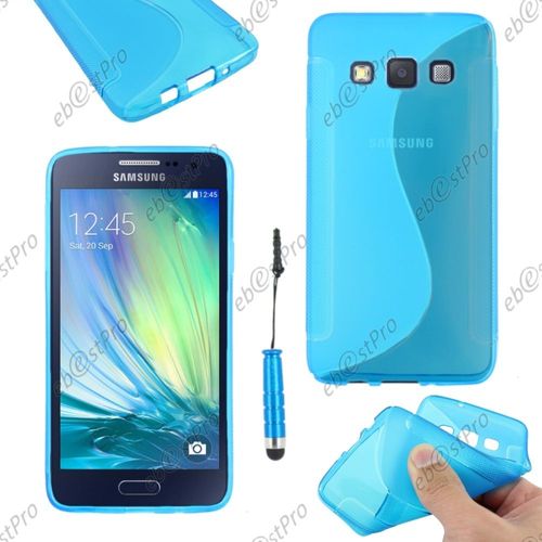 Ebeststar ® Housse Etui Coque Silicone Gel Motif S-Line Protection Souple Pour Samsung Galaxy A3 Sm-A300f, Couleur Bleu + Mini Stylet + Film Protection D'écran