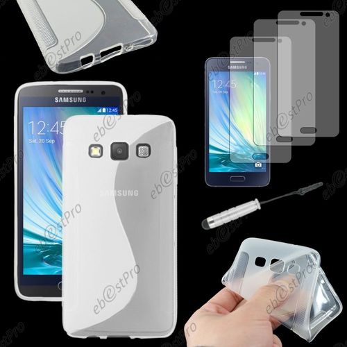 Ebeststar ® Housse Etui Coque Silicone Gel Motif S-Line Protection Souple Pour Samsung Galaxy A3 Sm-A300f, Couleur Transparent + Mini Stylet 3 Film